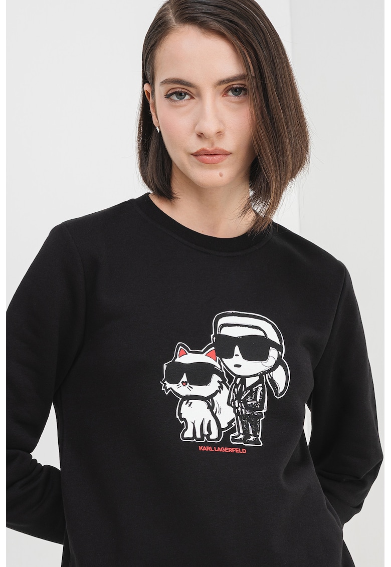 Суитшърт с овално деколте и лого - Черен Karl Lagerfeld