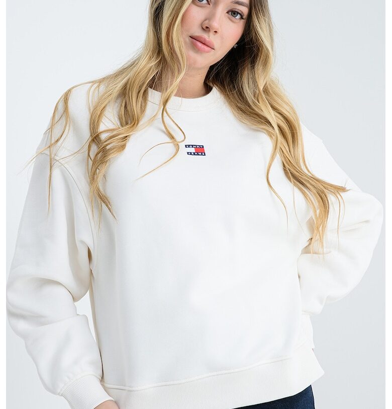 Суитшърт с овално деколте и лого - Бял Tommy Jeans