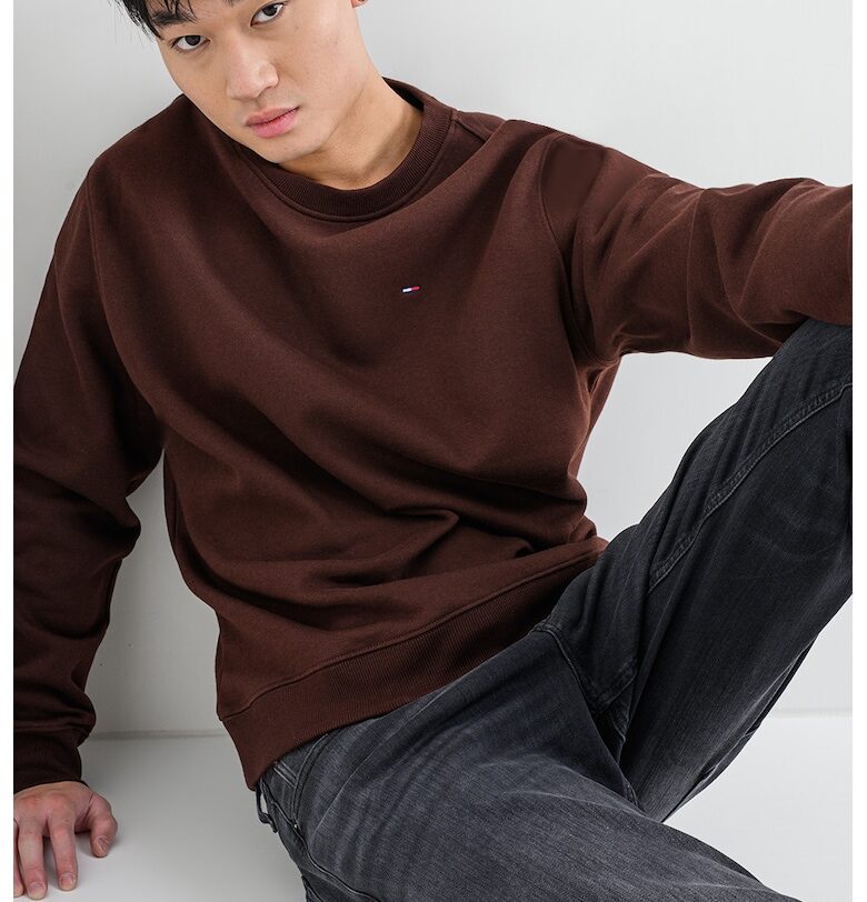 Суитшърт с овално деколте и лого - Кафяв Tommy Jeans