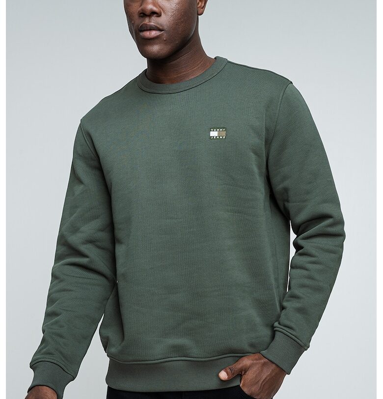 Суитшърт с овално деколте и лого - Бледозелен Tommy Jeans