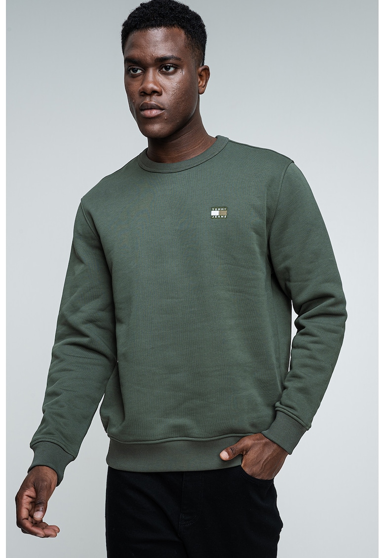 Суитшърт с овално деколте и лого - Бледозелен Tommy Jeans