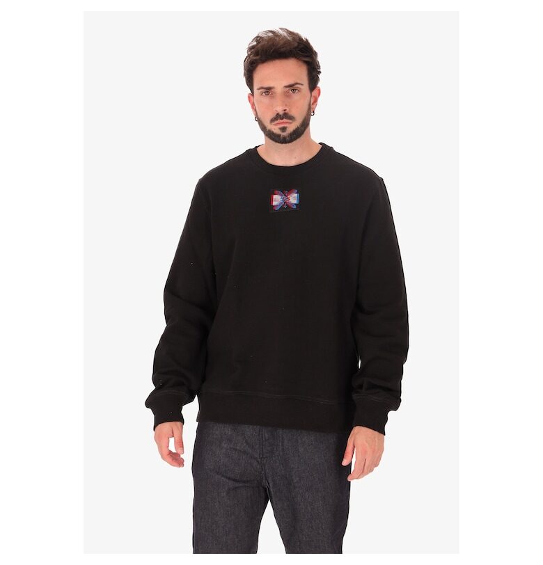 Суитшърт с овално деколте и монограм - Черен Diesel