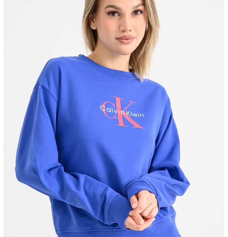 Суитшърт с паднали ръкави и лого - Индигово синьо/Аленочервен CALVIN KLEIN JEANS