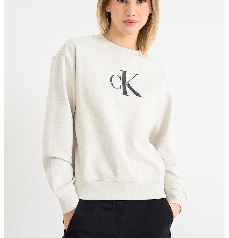 Суитшърт с паднали ръкави и лого - Черен/Сив меланж CALVIN KLEIN JEANS