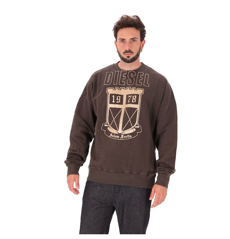 Суитшърт с паднали ръкави и лого - Tъмносив Diesel