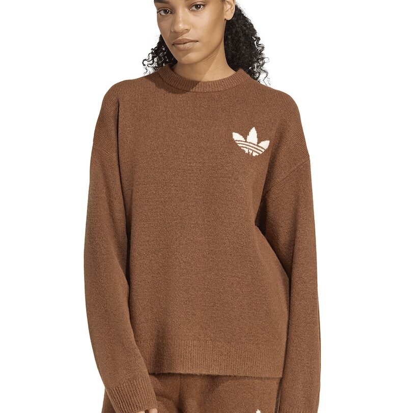 Суитшърт с паднали ръкави и монограм - Кафяв adidas Originals