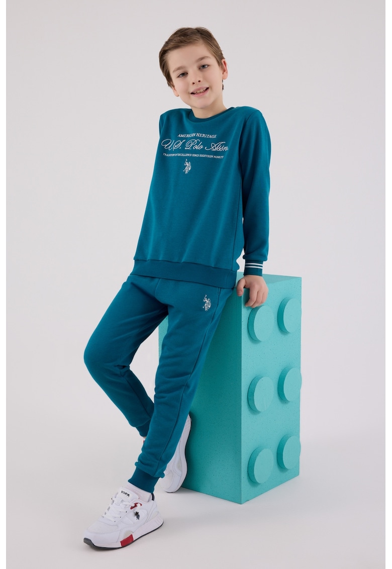 Суитшърт с памук и спортен панталон с лого - 2 части - Бял/Петролно синьо US Polo Assn
