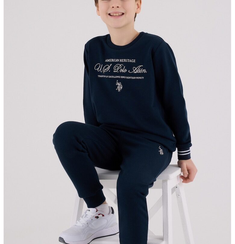 Суитшърт с памук и спортен панталон с лого - 2 части - Ултрамарин синьо/Мръснобял US Polo Assn
