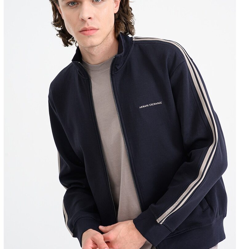 Суитшърт с памук с цип - Ултрамарин синьо/Светло кафяво ARMANI EXCHANGE