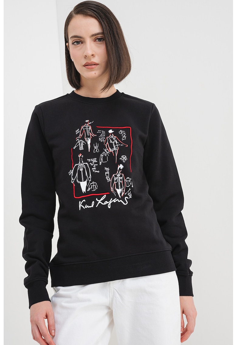 Суитшърт с принт и лого - Черен Karl Lagerfeld