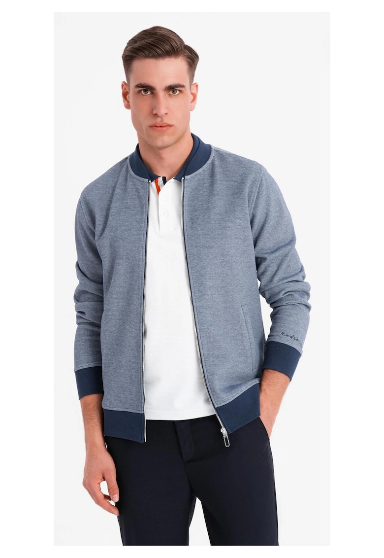 Суитшърт с цип - Тъмносин OMBRE