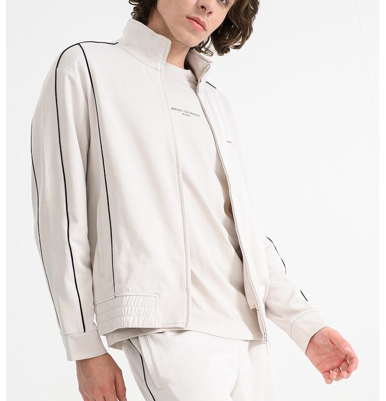 Суитшърт с цип и контрасти - Черен/Мръснобял ARMANI EXCHANGE