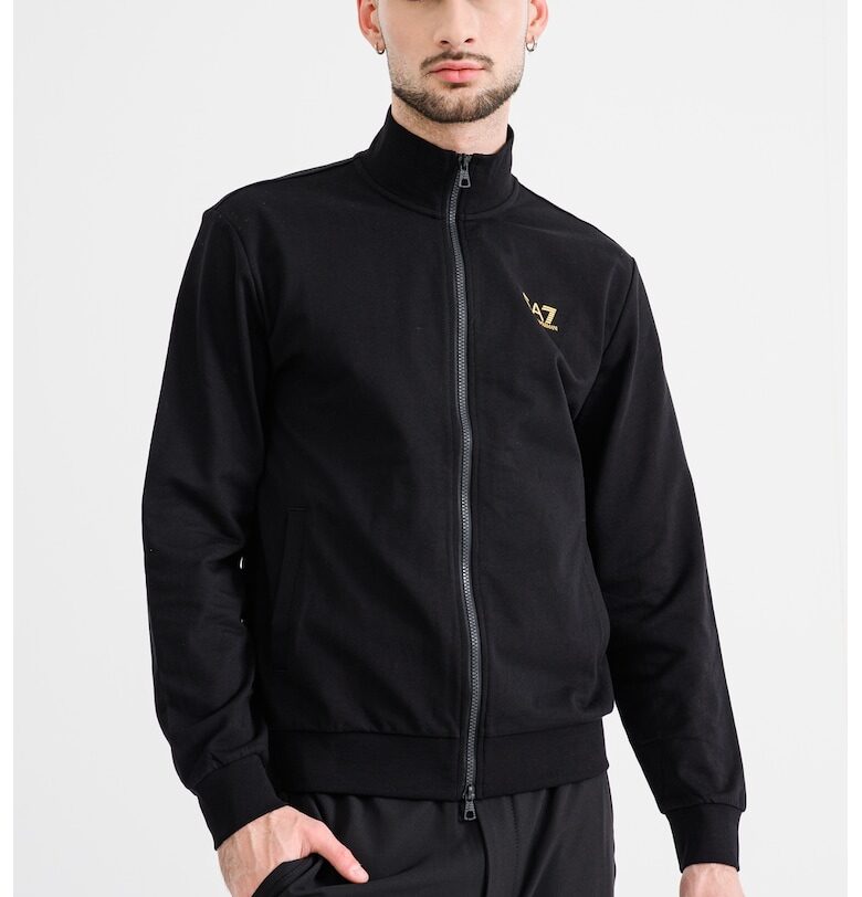 Суитшърт с цип с висока яка - Избеляло черно EA7