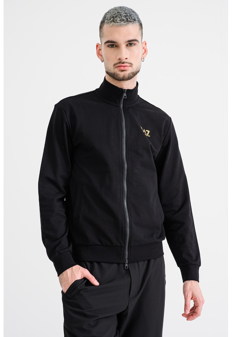 Суитшърт с цип с висока яка - Избеляло черно EA7