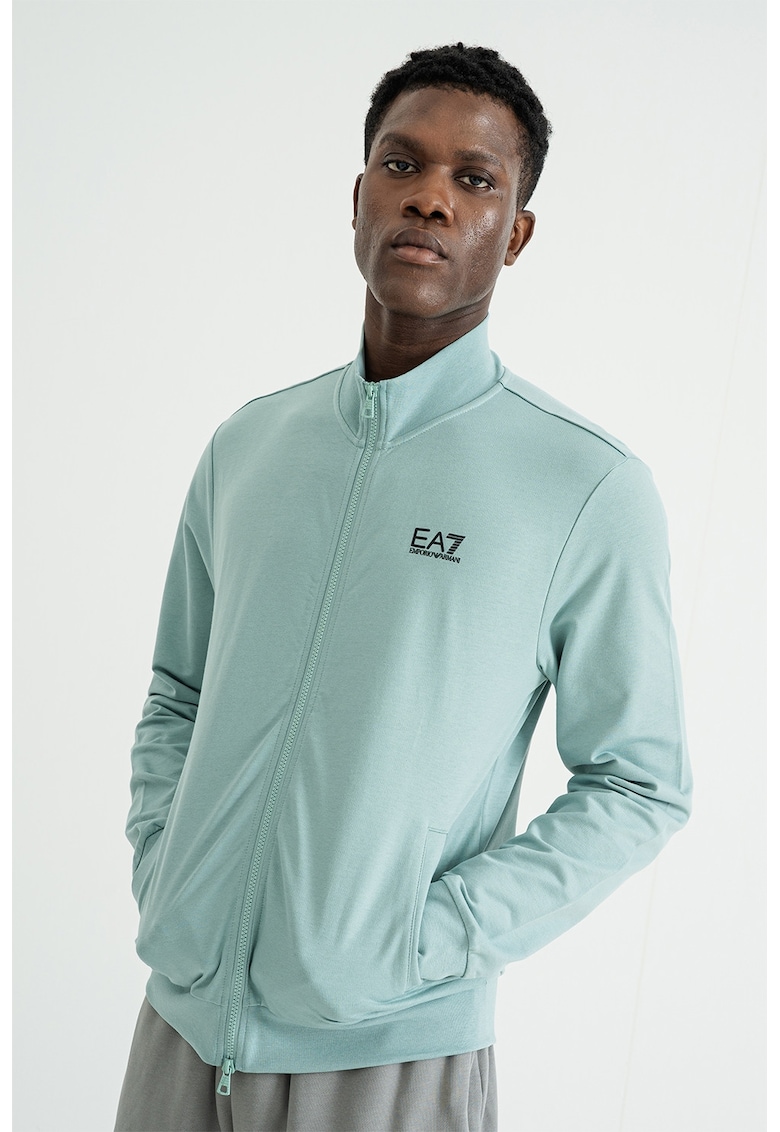 Суитшърт с цип с висока яка - Аквамарин синьо EA7