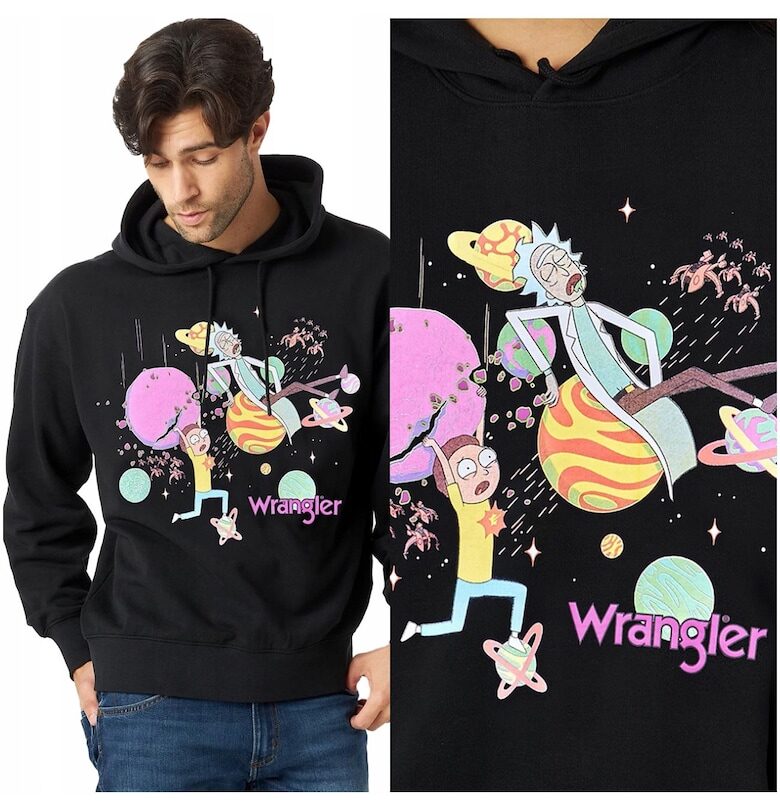 Суичър  Rick & Morty - черен - стандартна кройка Wrangler