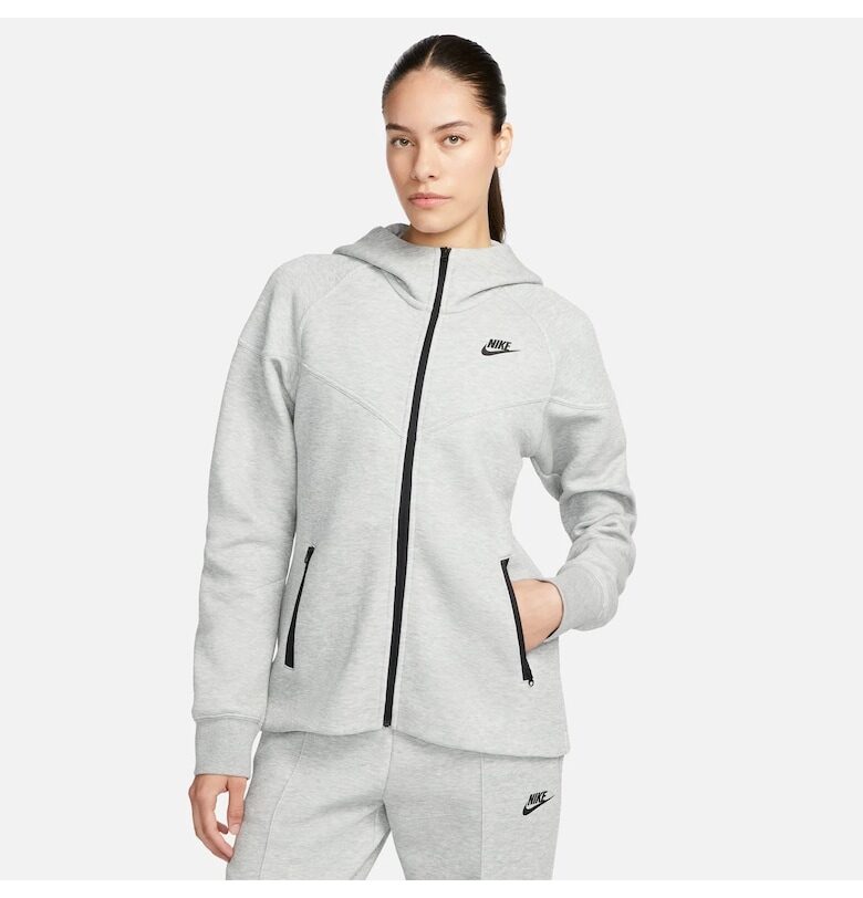 Суичър W NSW Tech Fleece Wr Fz Hdy Heather Grey/Black Nike