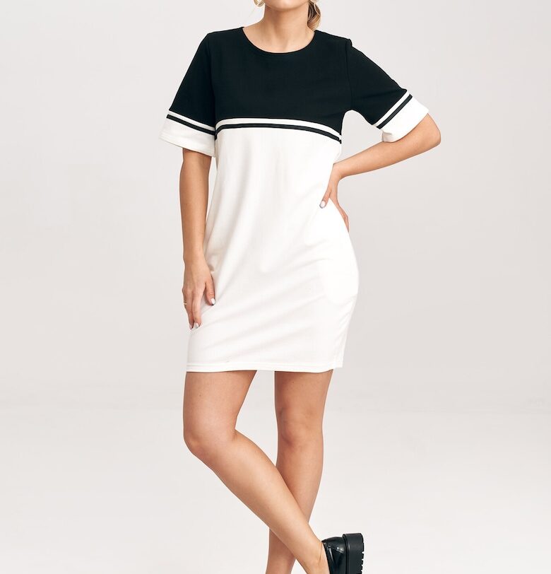 Суичър рокля -  памук - екрю-черно Figl