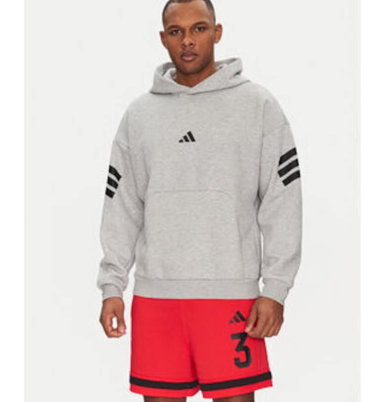 Суичър с кенгуру джоб и щампа с лого adidas