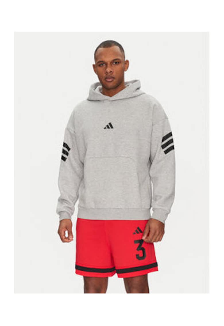 Суичър с кенгуру джоб и щампа с лого adidas