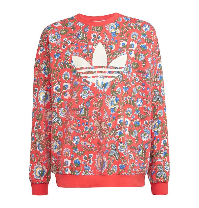 Суичър с кръгло деколте с флорален принт и лого от памук adidas