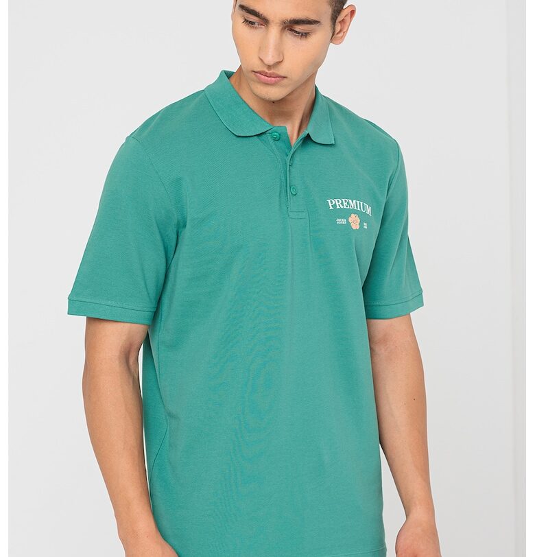 Тениска Alfie от пике с яка - Зелен Jack  Jones