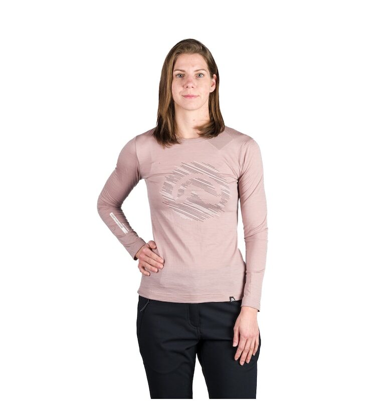 Тениска  Aracely от мериносова вълна - светлорозова - Светлорозов NORTHFINDER