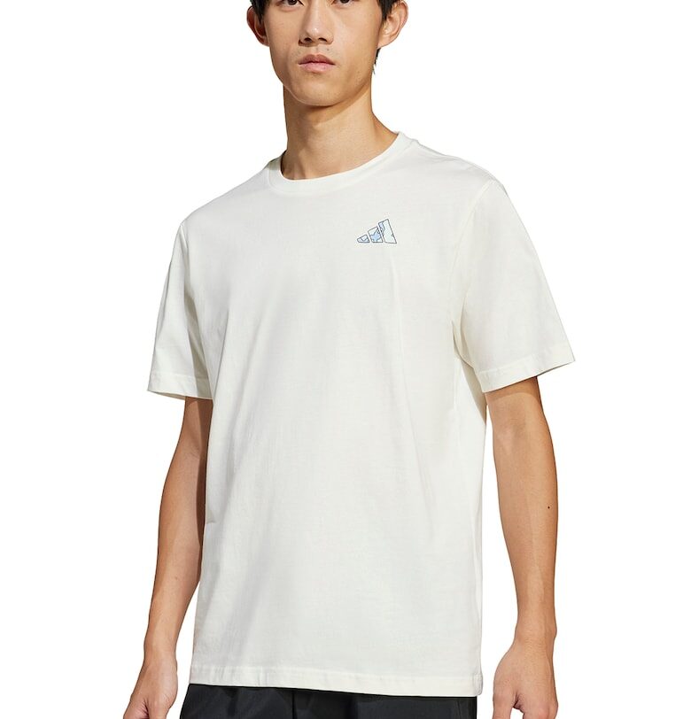 Тениска C Earth M с лого - Прашно синьо/Мръснобял adidas Sportswear