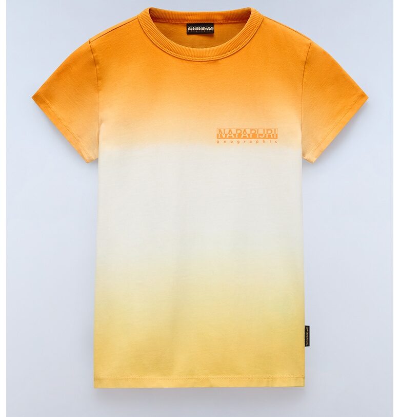 Тениска Merse от памук - Оранжев/Мръснобял Napapijri