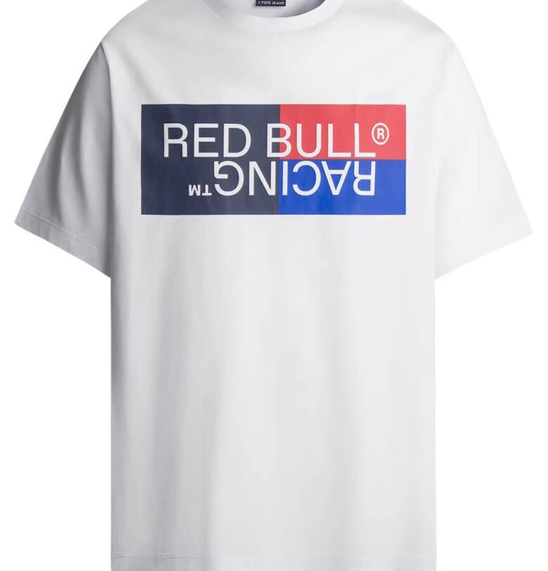 Тениска  x Red Bull Racing Color Block Logo 2024 - памук - тъмносиньо - Бял Pepe Jeans