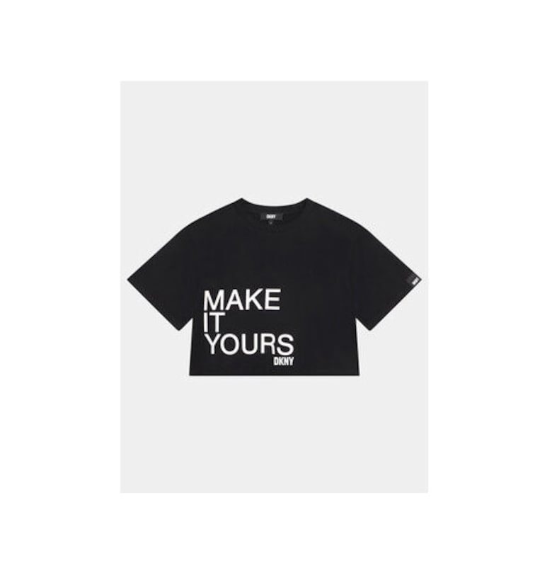 Тениска за момичета -  памук - черна - Черен DKNY