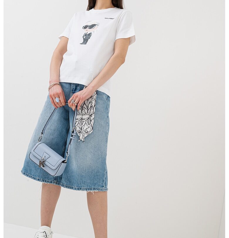 Тениска от органичен памук и шарка - Бял Karl Lagerfeld