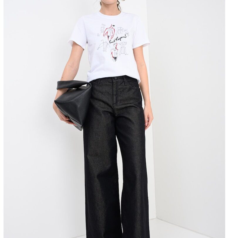 Тениска от органичен памук с графика - Червен/Бял Karl Lagerfeld