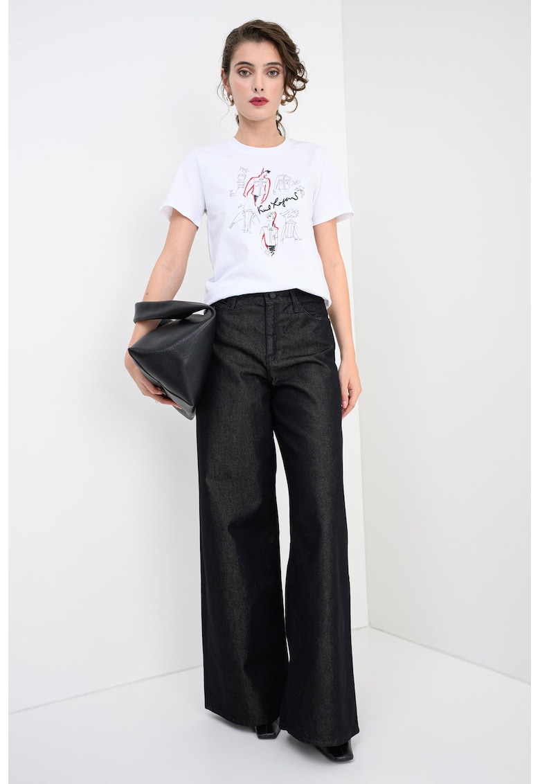 Тениска от органичен памук с графика - Червен/Бял Karl Lagerfeld