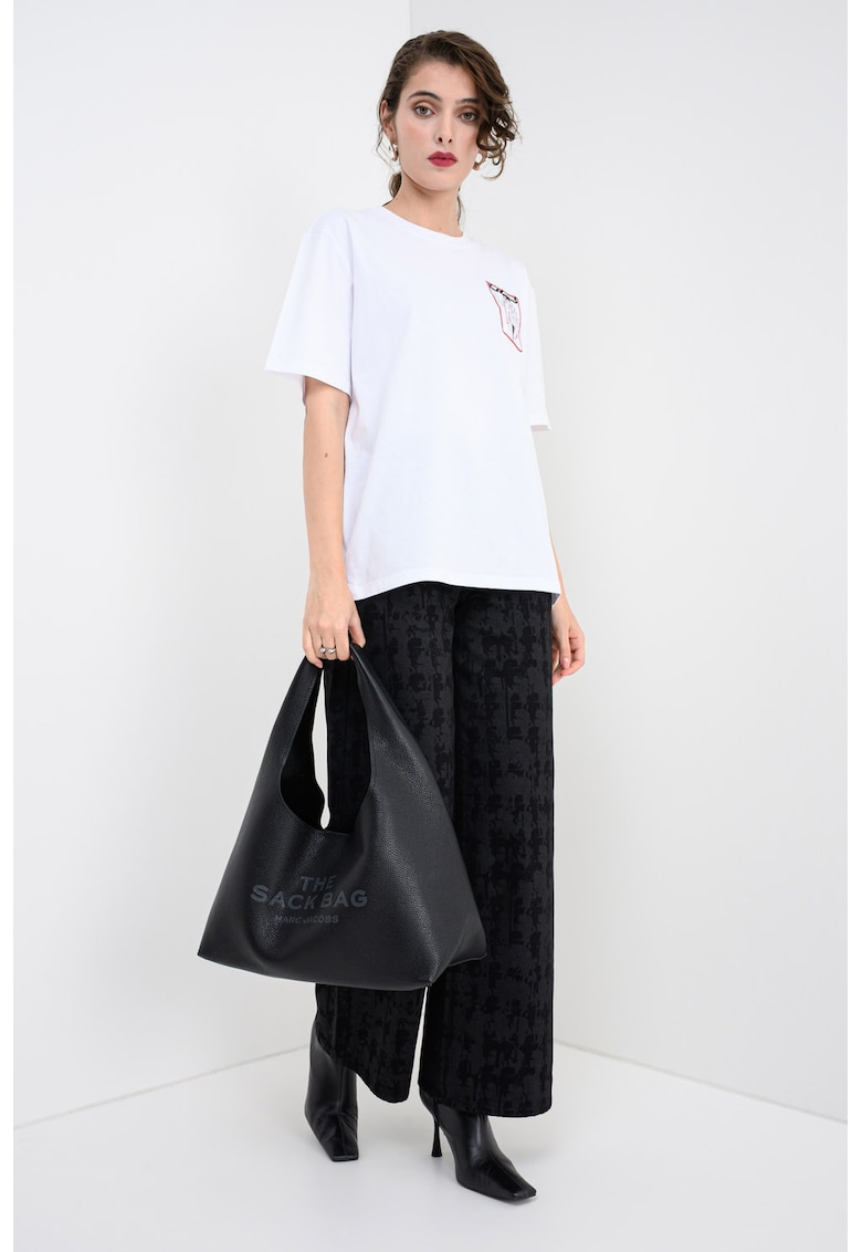 Тениска от органичен памук с шарка - Червен/Бял Karl Lagerfeld