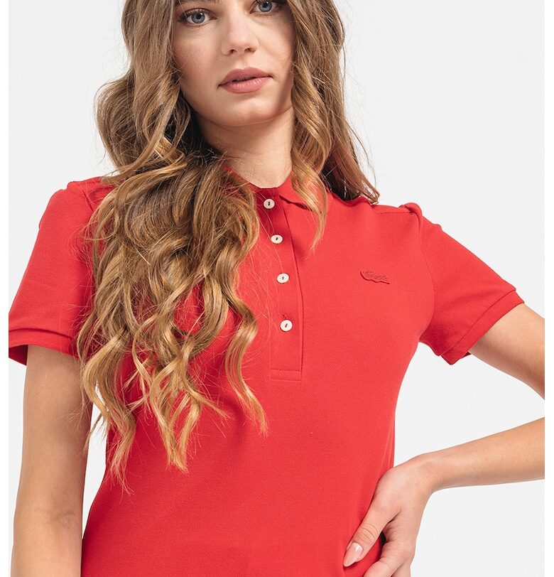 Тениска по тялото с яка - Червен Lacoste