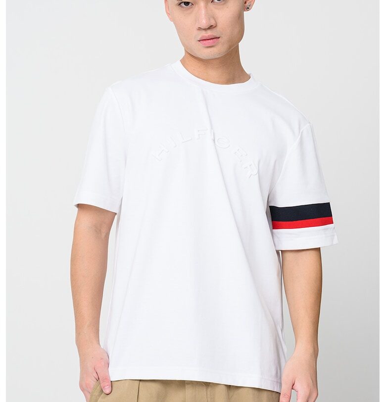 Тениска с бродирано лого - Червен/Черен/Бял Tommy Hilfiger