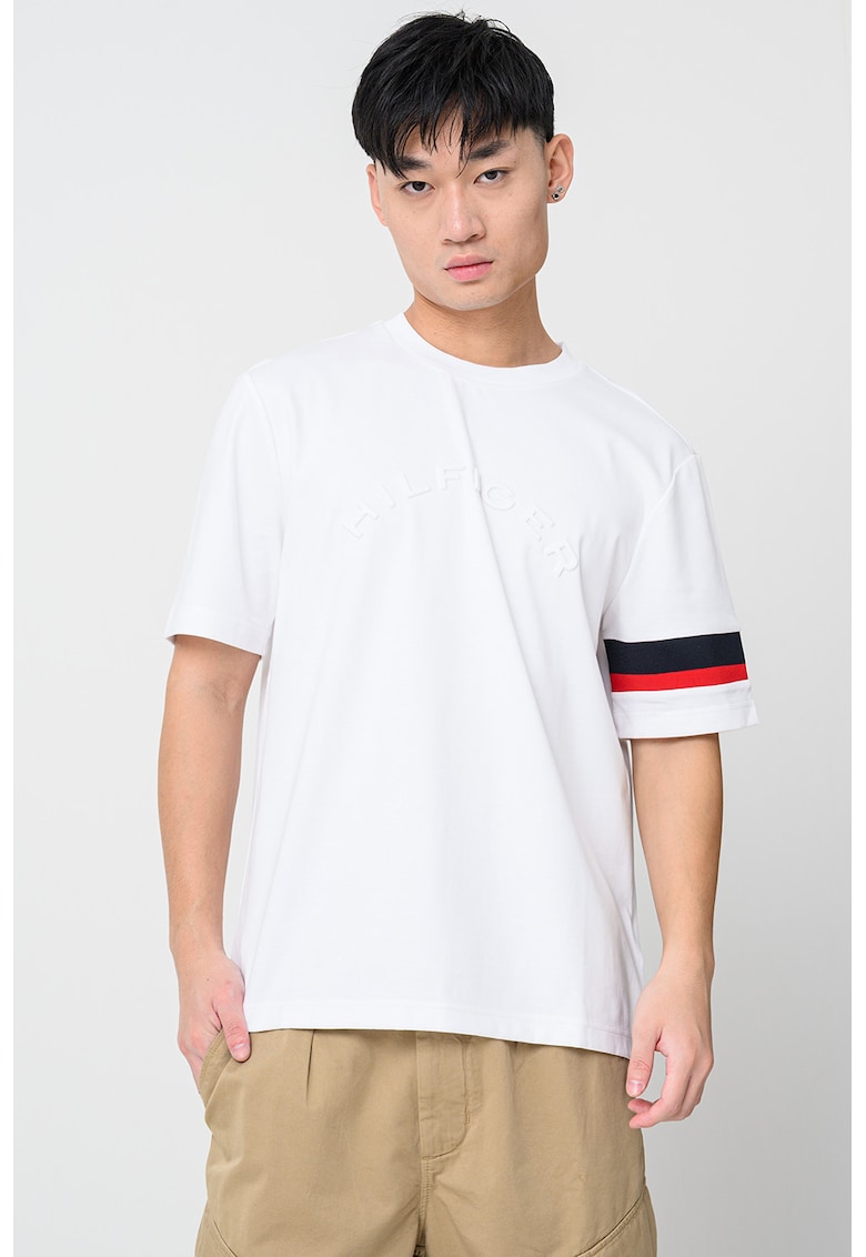 Тениска с бродирано лого - Червен/Черен/Бял Tommy Hilfiger