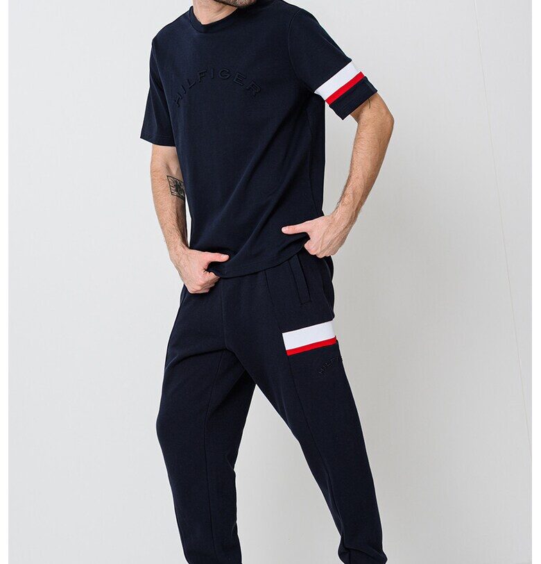 Тениска с бродирано лого - Червен/Бял/Ултрамарин синьо Tommy Hilfiger