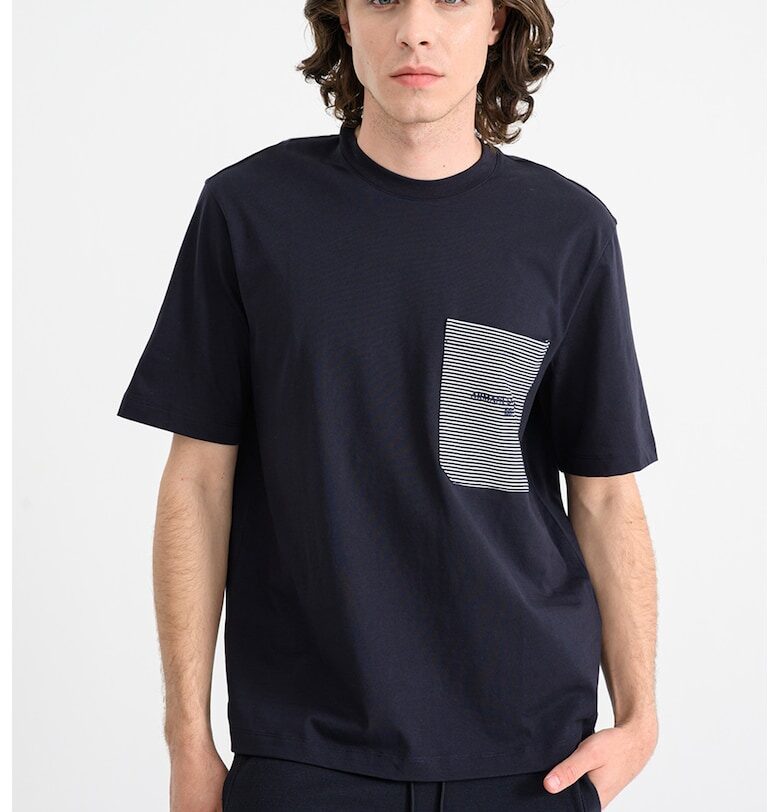 Тениска с джоб на гърдите - Бял/Ултрамарин синьо ARMANI EXCHANGE