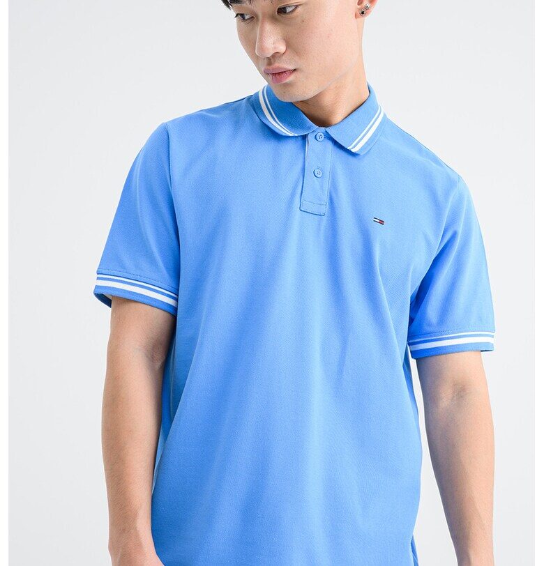 Тениска с контрастен подгъв - Бял/Светлосин Tommy Jeans