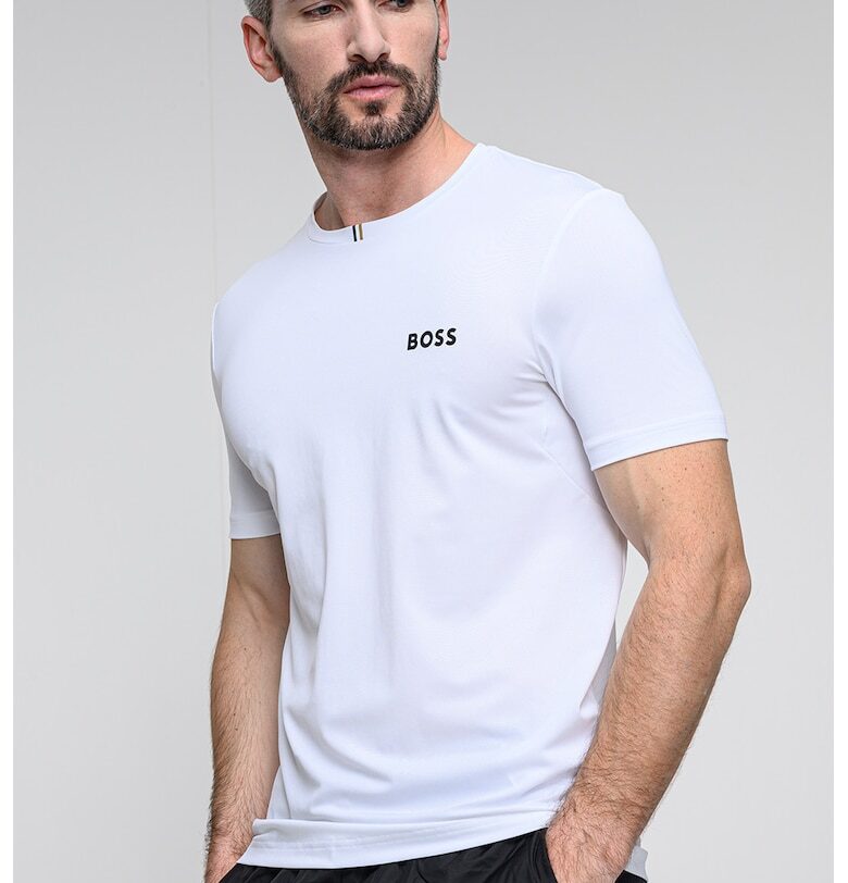 Тениска с контрастно лого - Бял BOSS