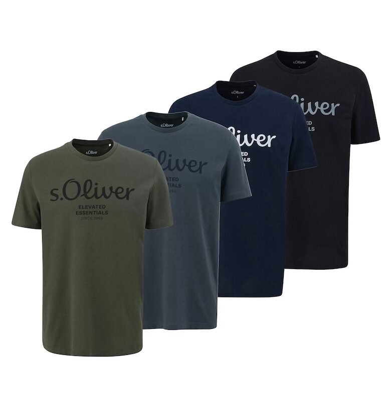 Тениска с лого - 4 броя - Въглен сиво/Каки/Тъмносин sOliver