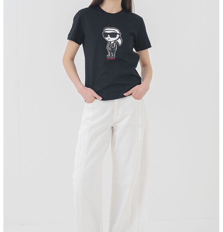 Тениска с лого - Бял/Черен Karl Lagerfeld