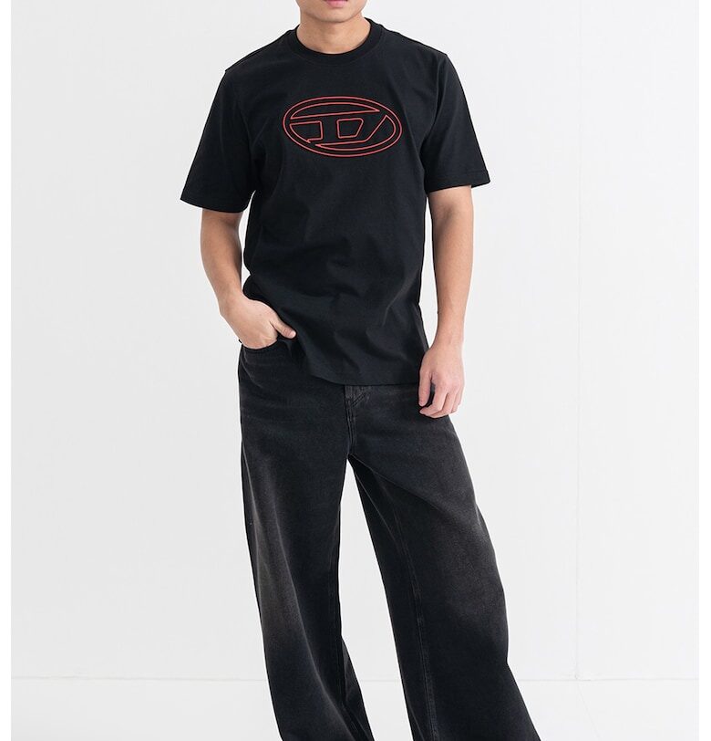 Тениска с лого - Черен/Керемидено червено Diesel