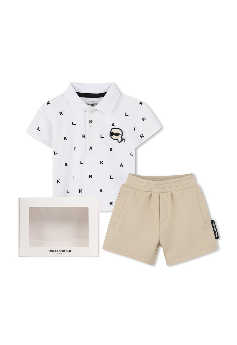 Тениска с лого и къс панталон - 2 части - Бял/Бежов KARL LAGERFELD KIDS