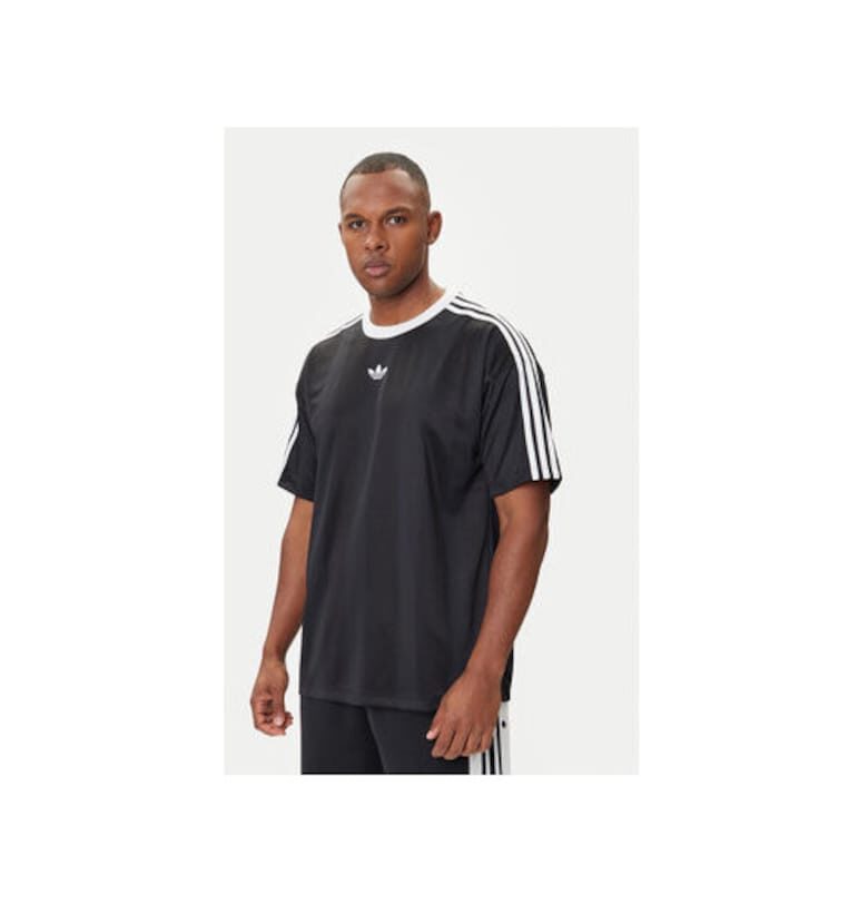 Тениска с нормална кройка - лого на гърдите и контрастни райета - 486794 adidas