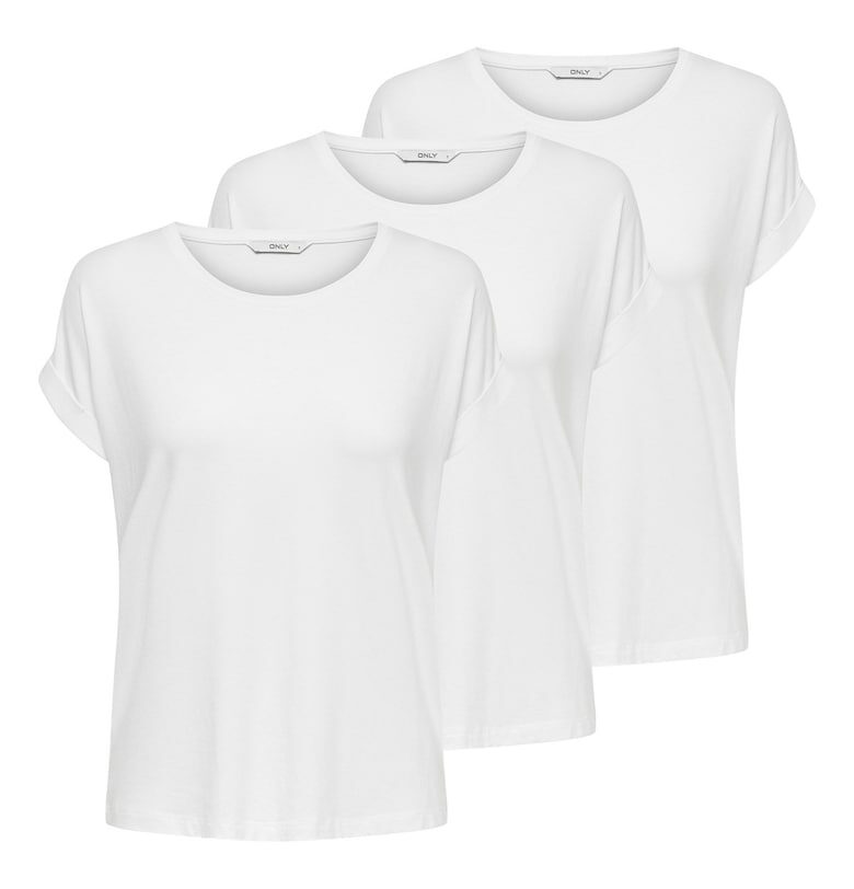 Тениска с овално деколте - 3 броя - Бял Only