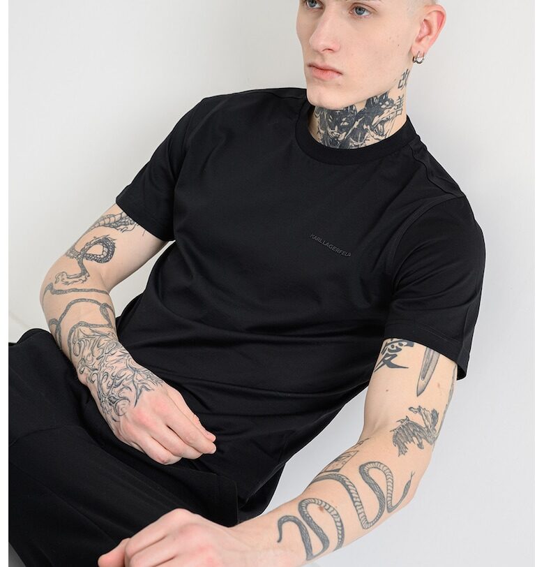 Тениска с овално деколте - Черен Karl Lagerfeld