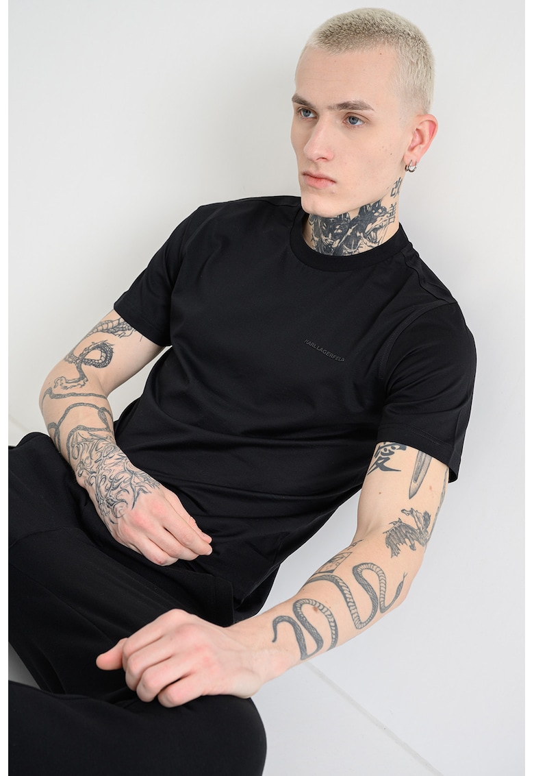 Тениска с овално деколте - Черен Karl Lagerfeld